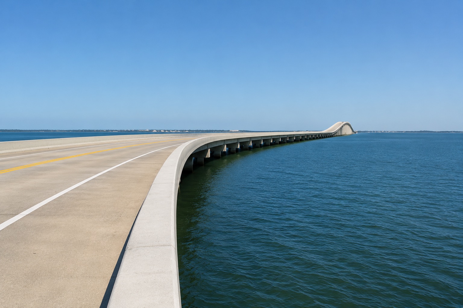 Bridge and shoreline view reflecting everyday travel and coastal infrastructure in the Garcon Point area.